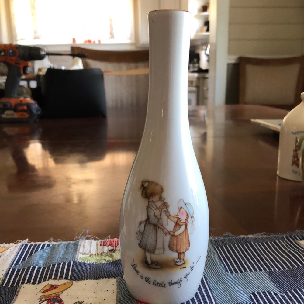 Charming White Porcelain Holly Hobbie Vase